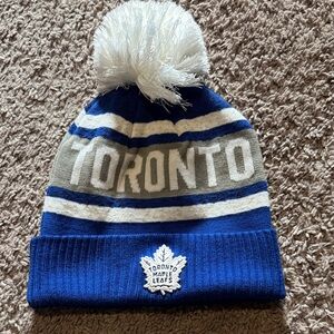 Fanatics Toronto Maple Leafs Knit Pom Beanie in Blue, White, Gray
